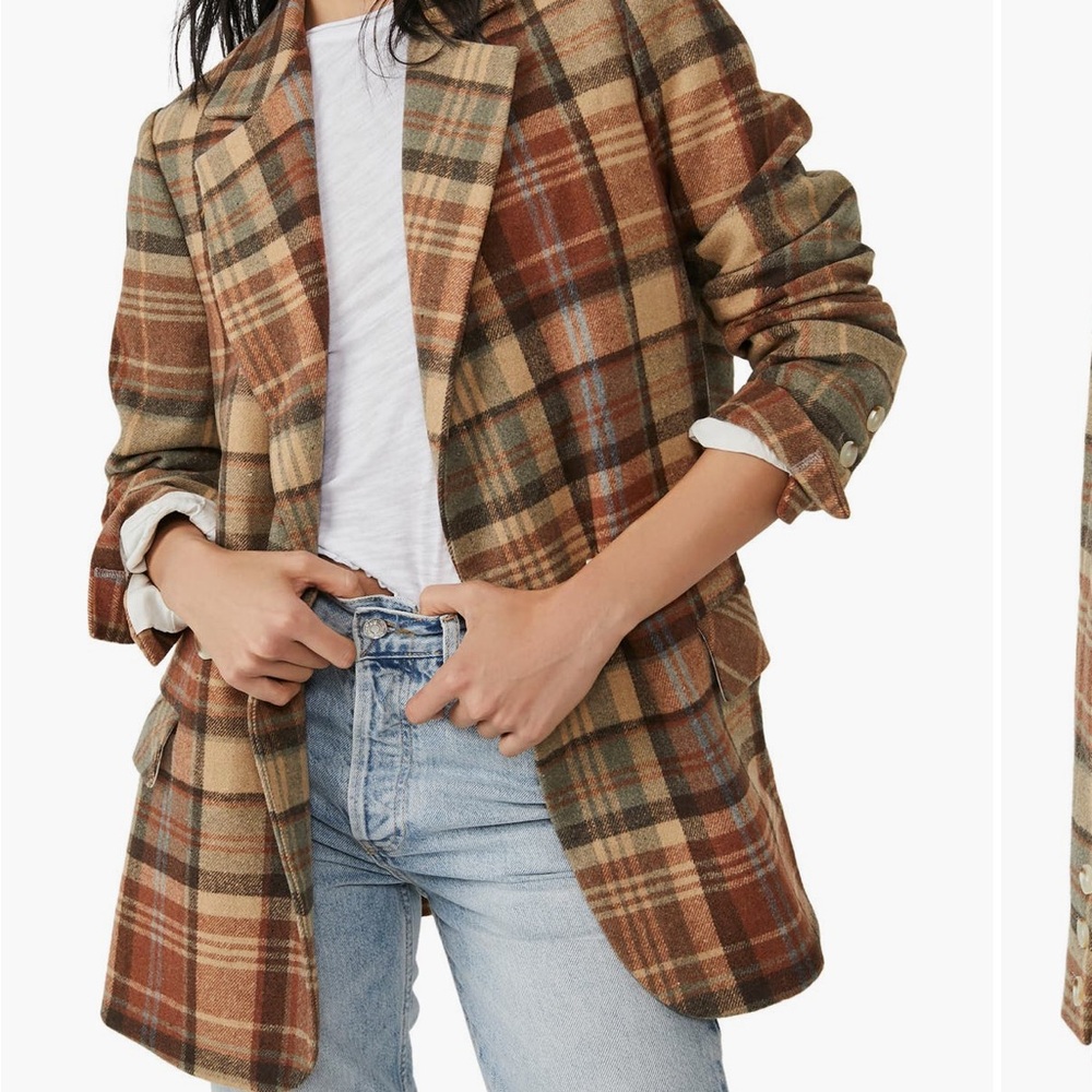 Free People ‘We the Free Mari’ Plaid Blazer